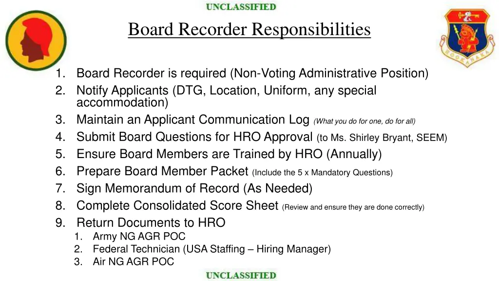 board recorder responsibilities 1