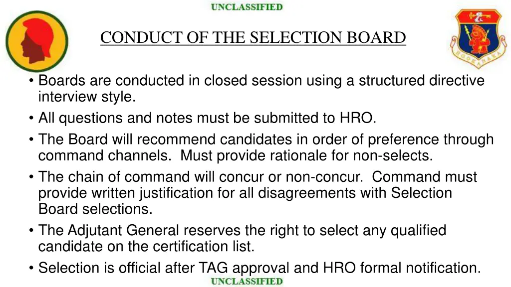 conduct of the selection board 2