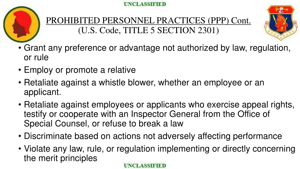 prohibited personnel practices ppp cont u s code