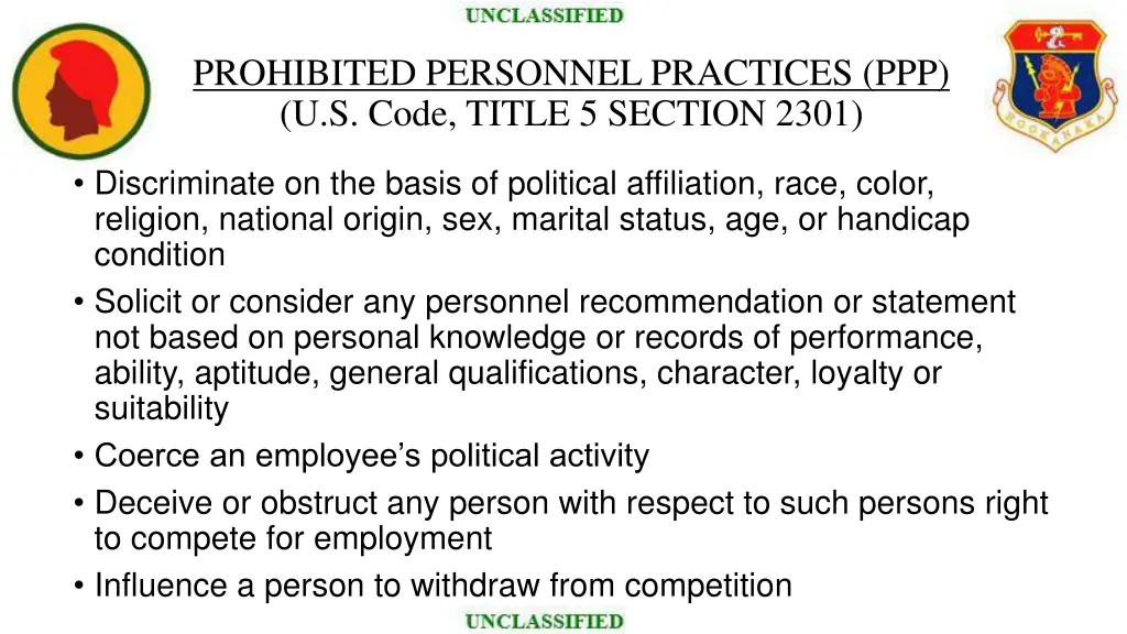 prohibited personnel practices ppp u s code title