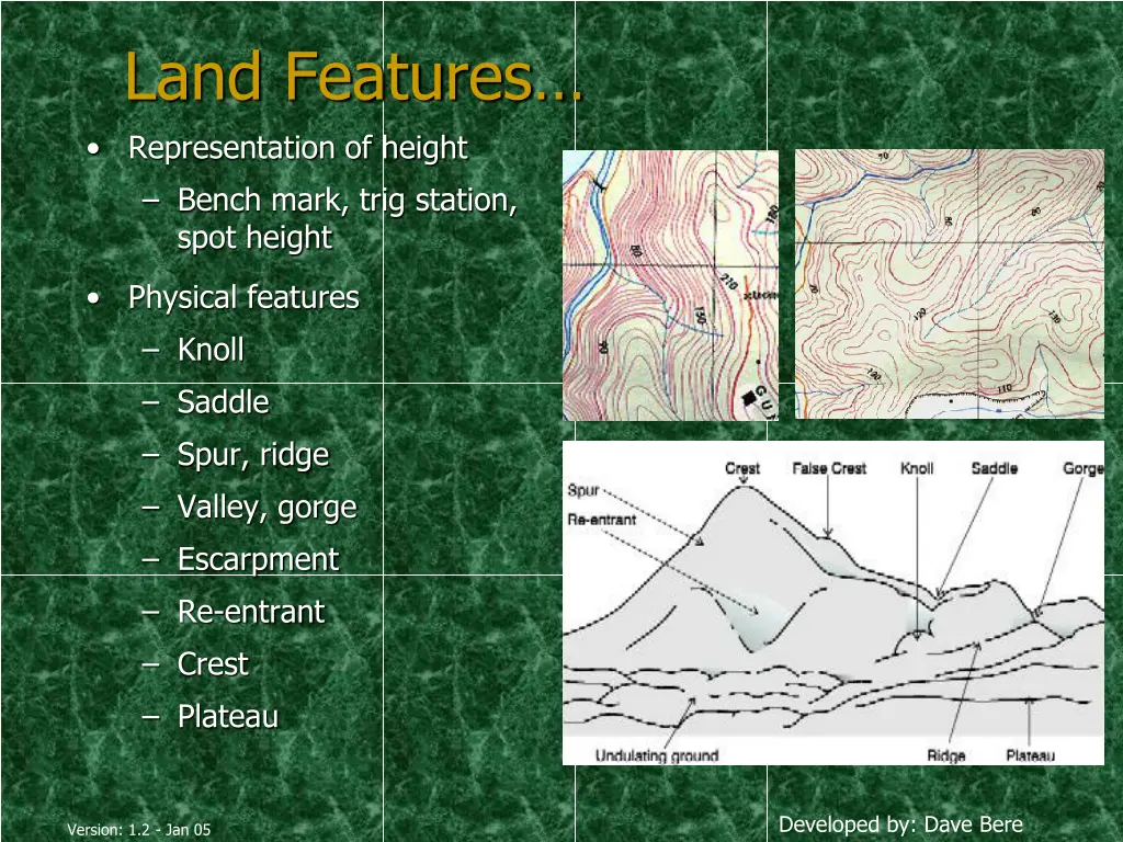 land features representation of height bench mark