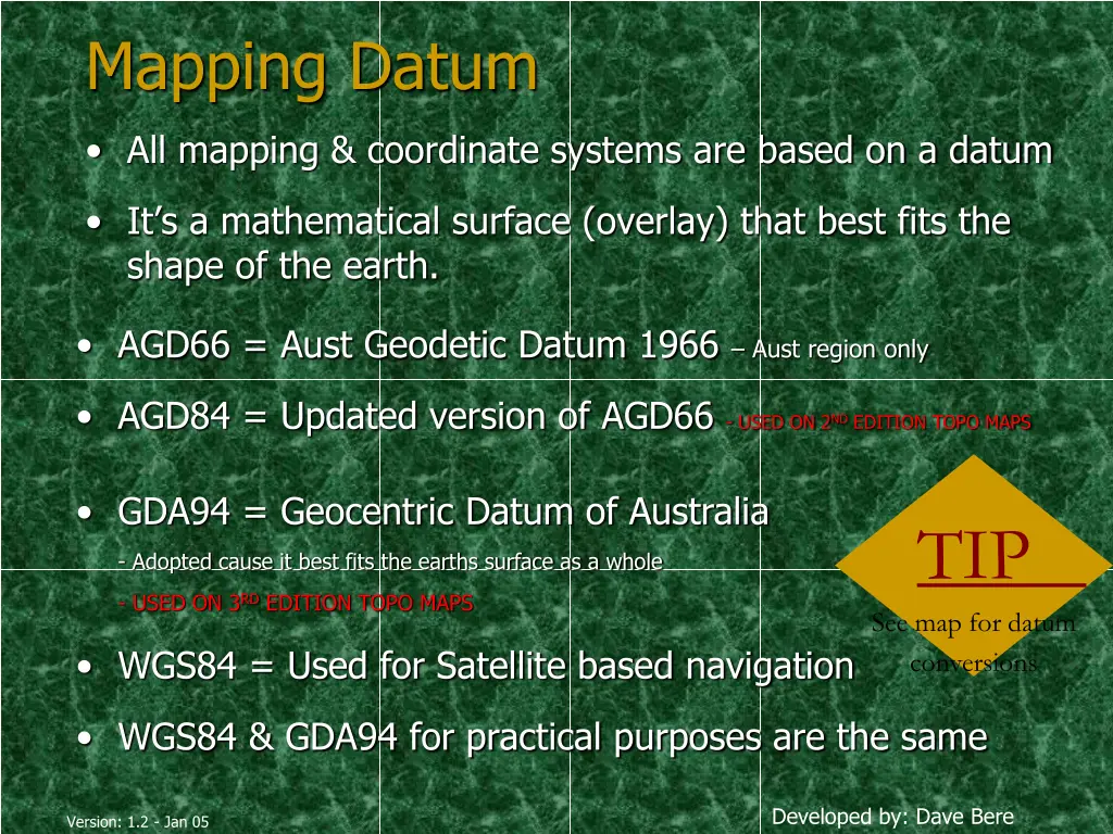 mapping datum