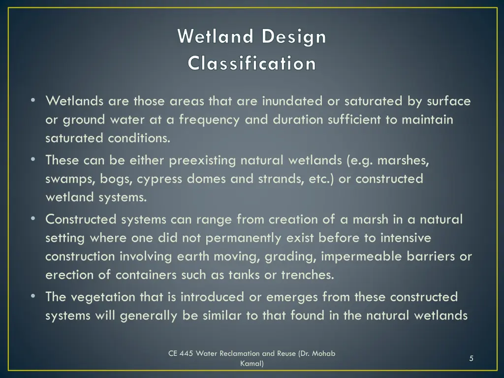 wetland design classification 1