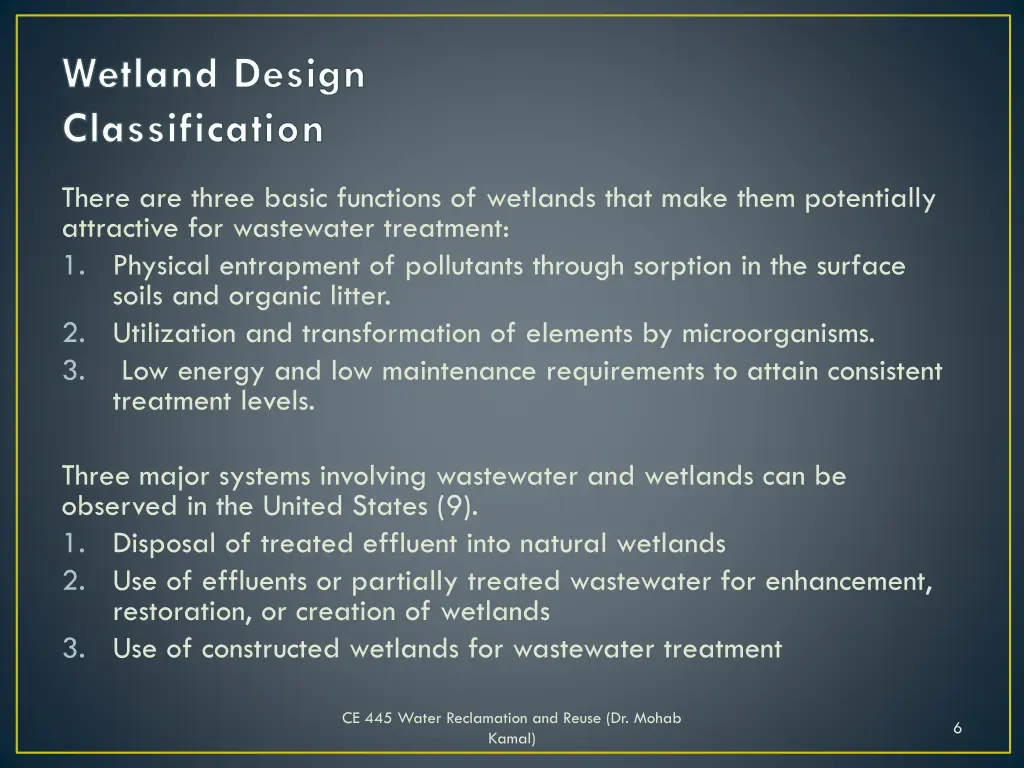 wetland design classification 2