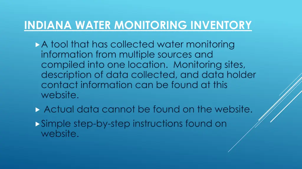 indiana water monitoring inventory