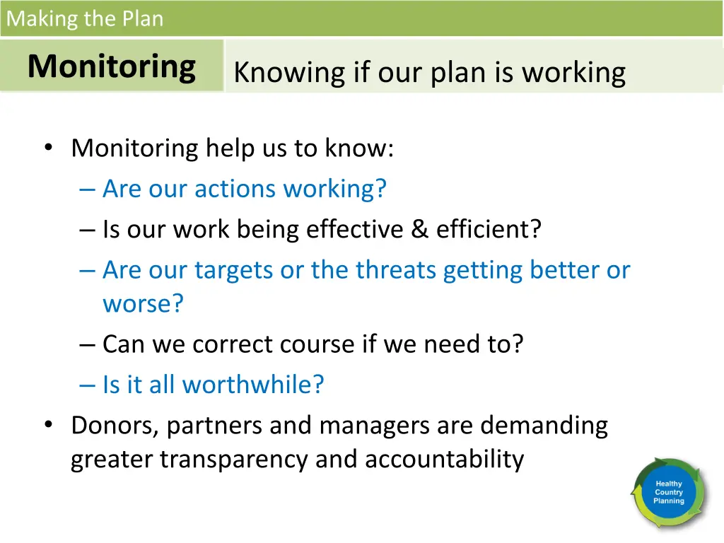 making the plan monitoring 1