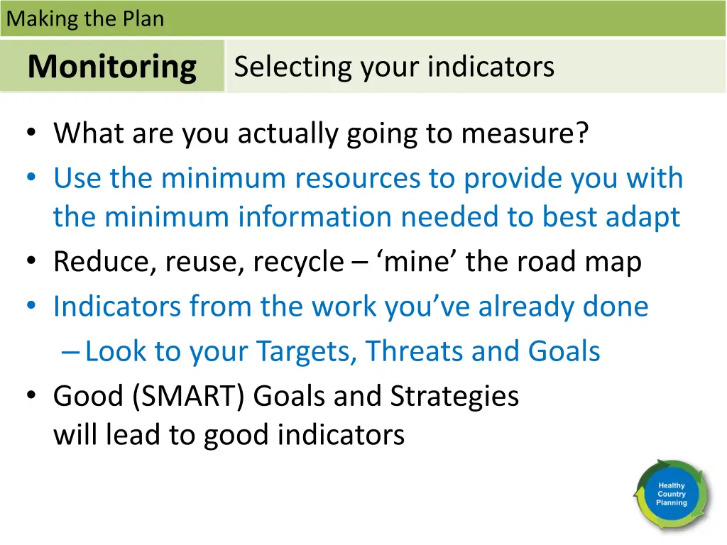 making the plan monitoring 12