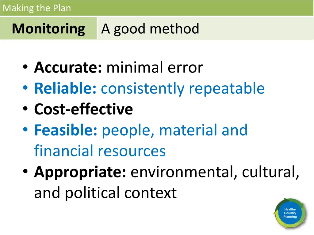 making the plan monitoring 18