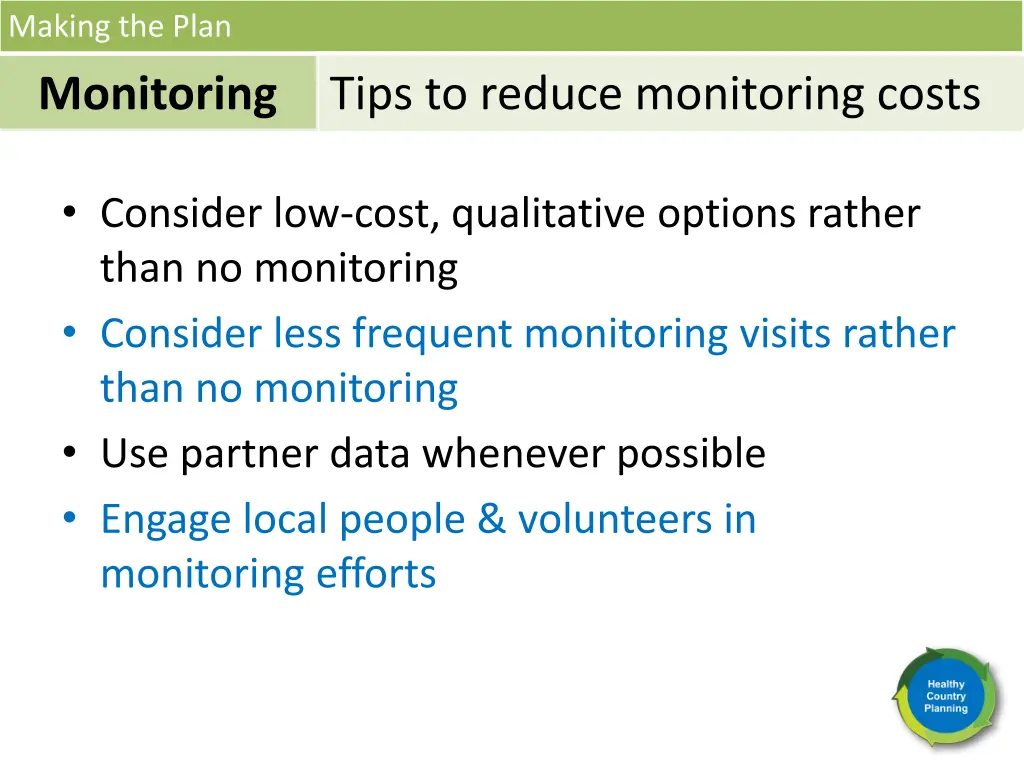 making the plan monitoring 21