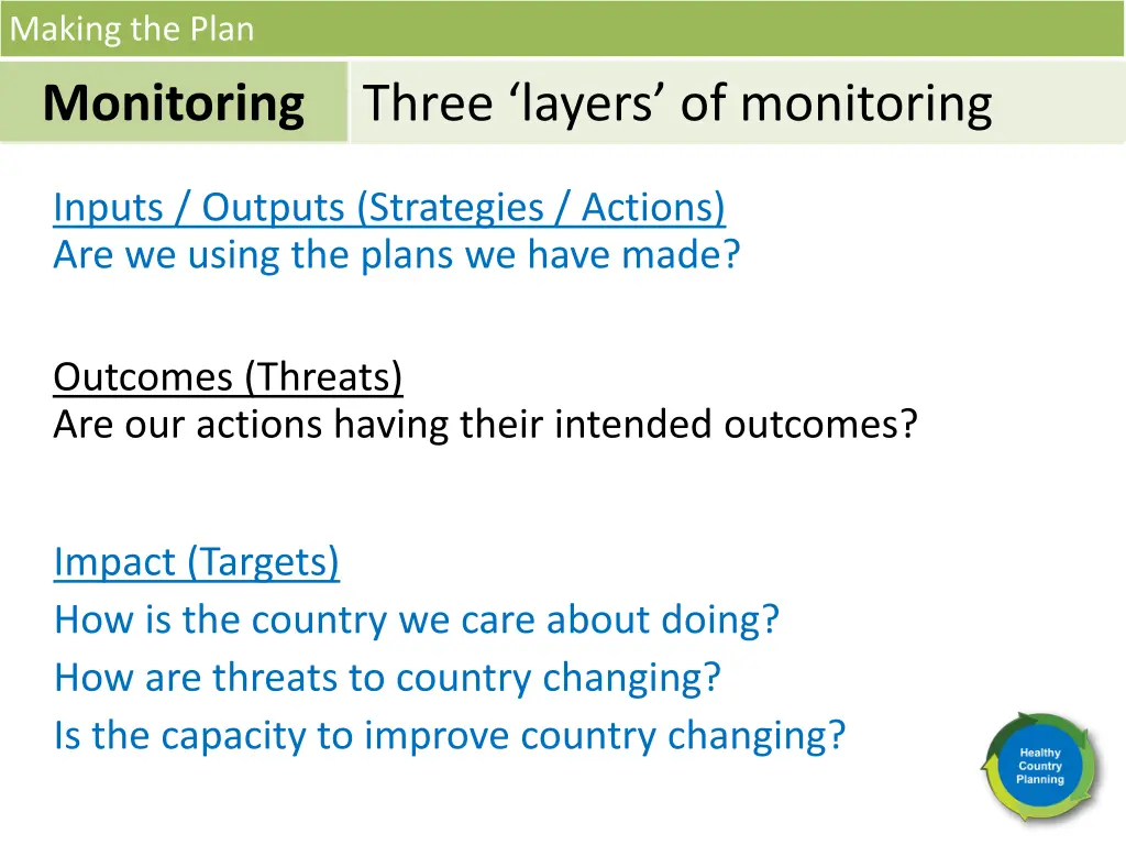 making the plan monitoring 5