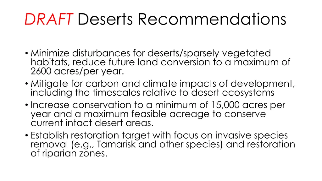 draft deserts recommendations