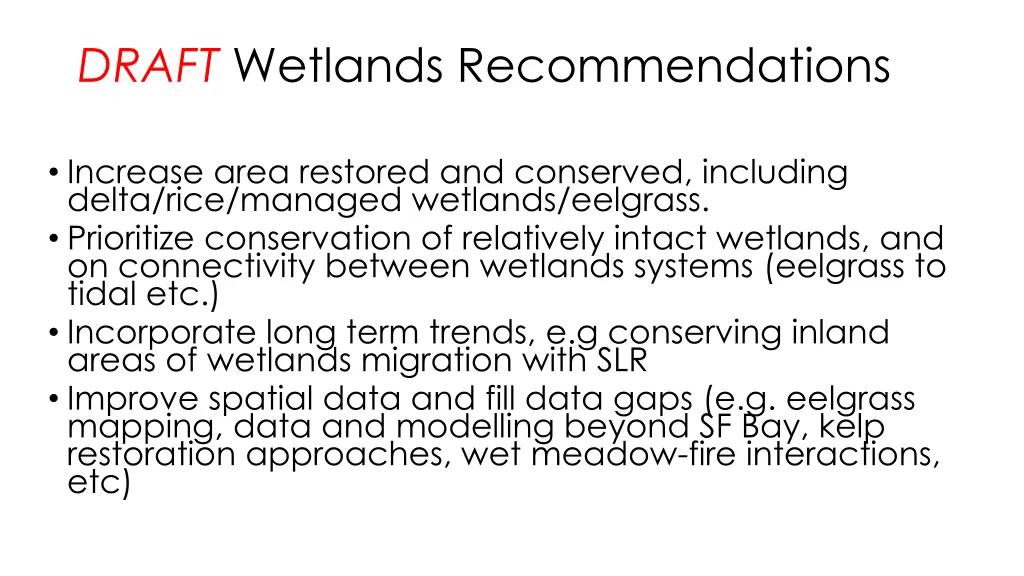 draft wetlands recommendations