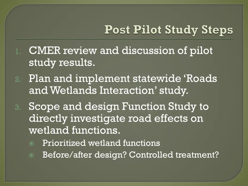 1 cmer review and discussion of pilot study