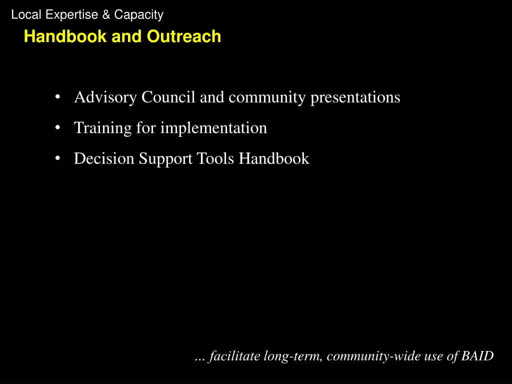 local expertise capacity handbook and outreach