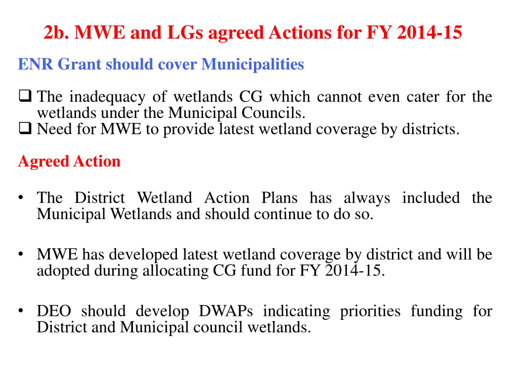 2b mwe and lgs agreed actions for fy 2014 15