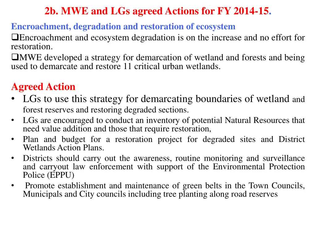 2b mwe and lgs agreed actions for fy 2014