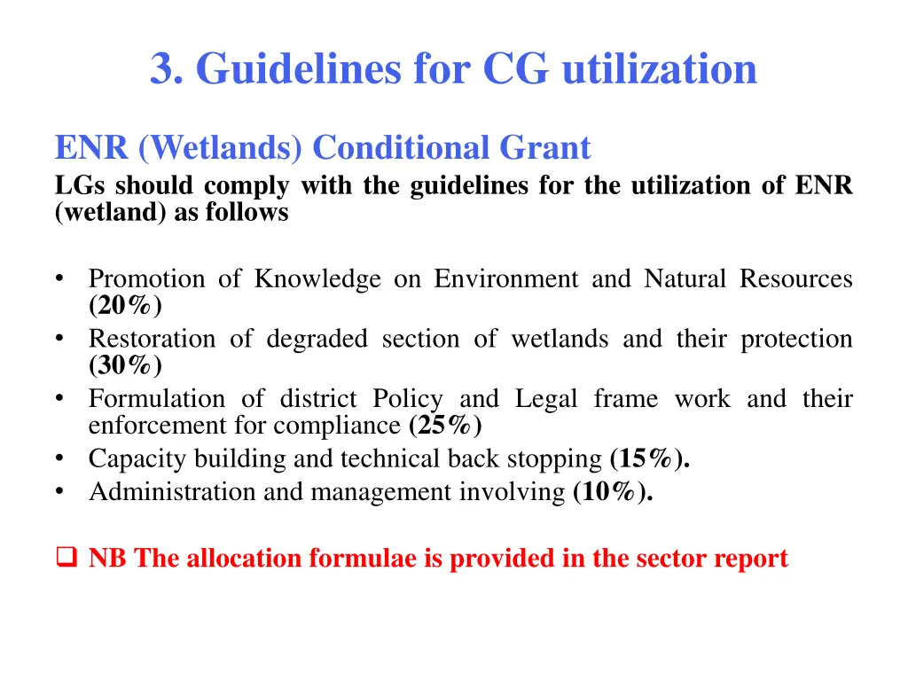 3 guidelines for cg utilization