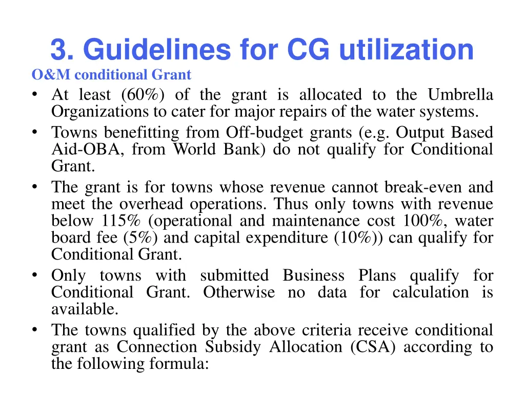 3 guidelines for cg utilization o m conditional