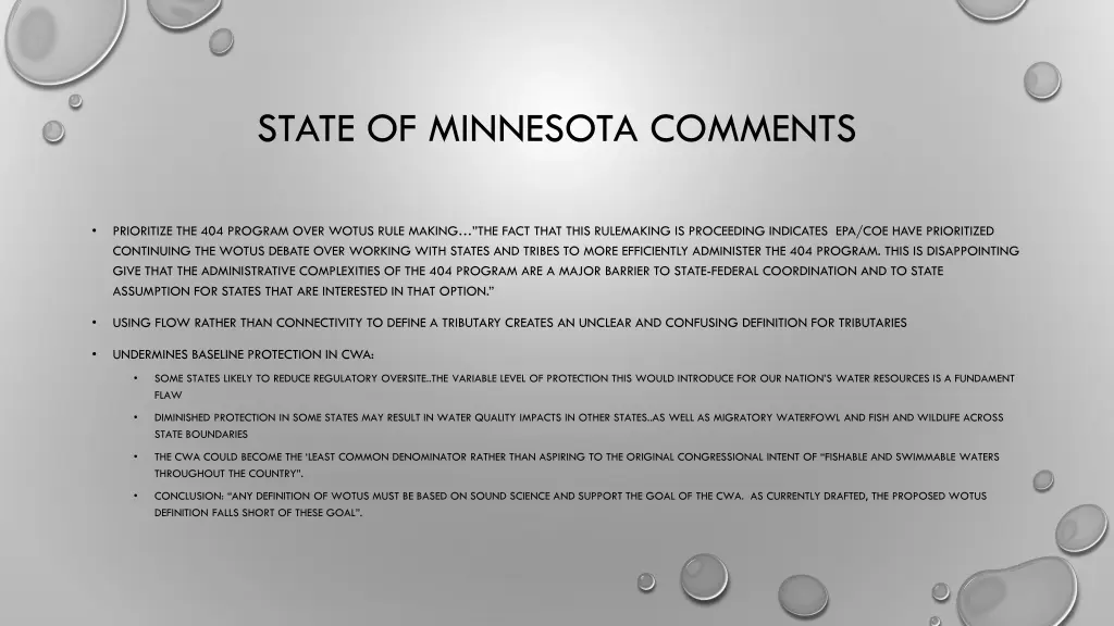 state of minnesota comments