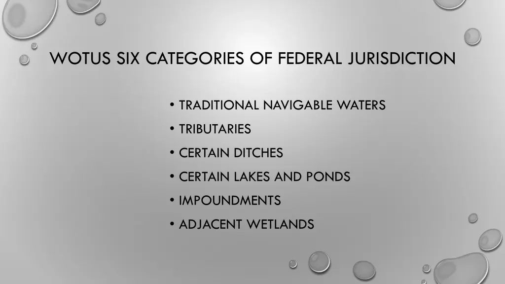 wotus six categories of federal jurisdiction