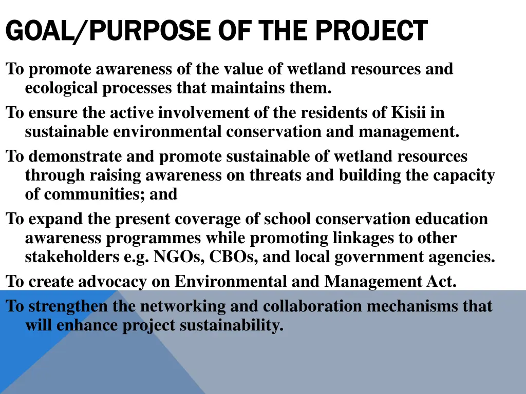 goal purpose of the project goal purpose