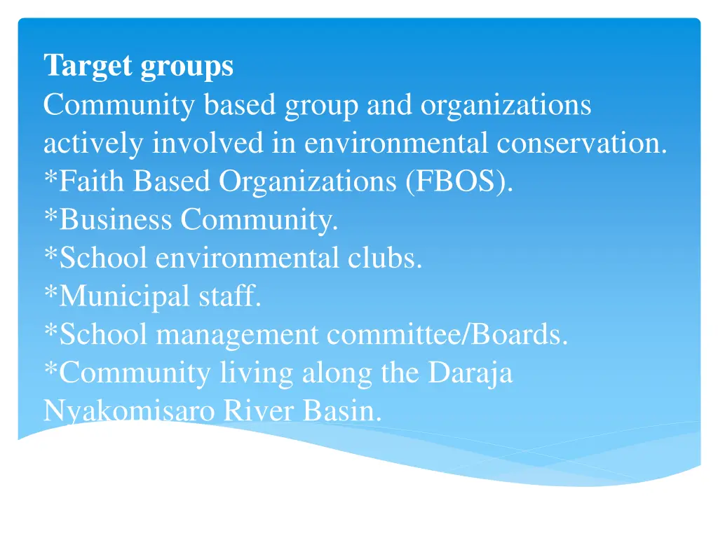 target groups community based group