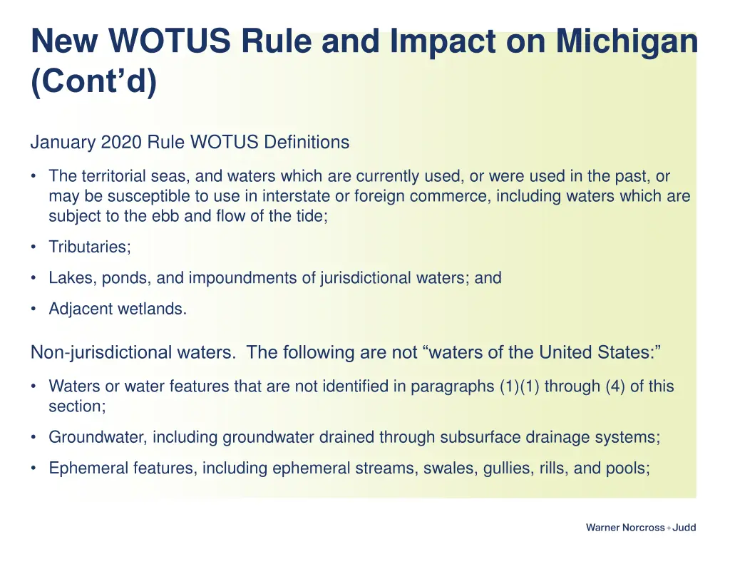 new wotus rule and impact on michigan cont d