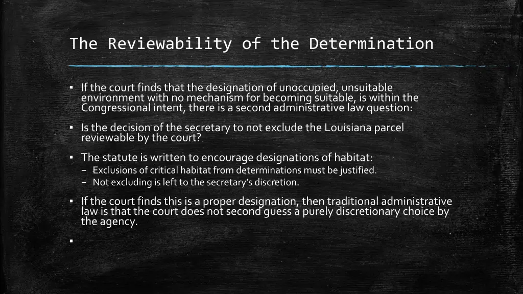 the reviewability of the determination