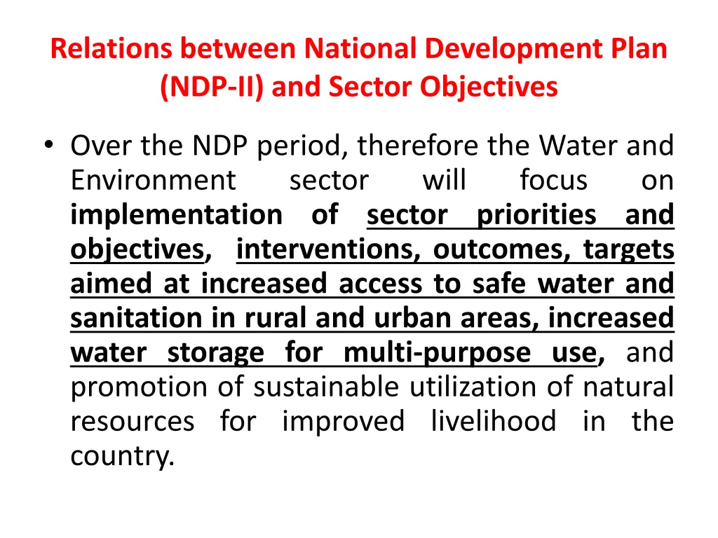 relations between national development plan 1