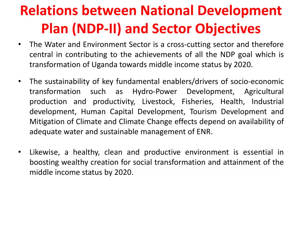 relations between national development plan