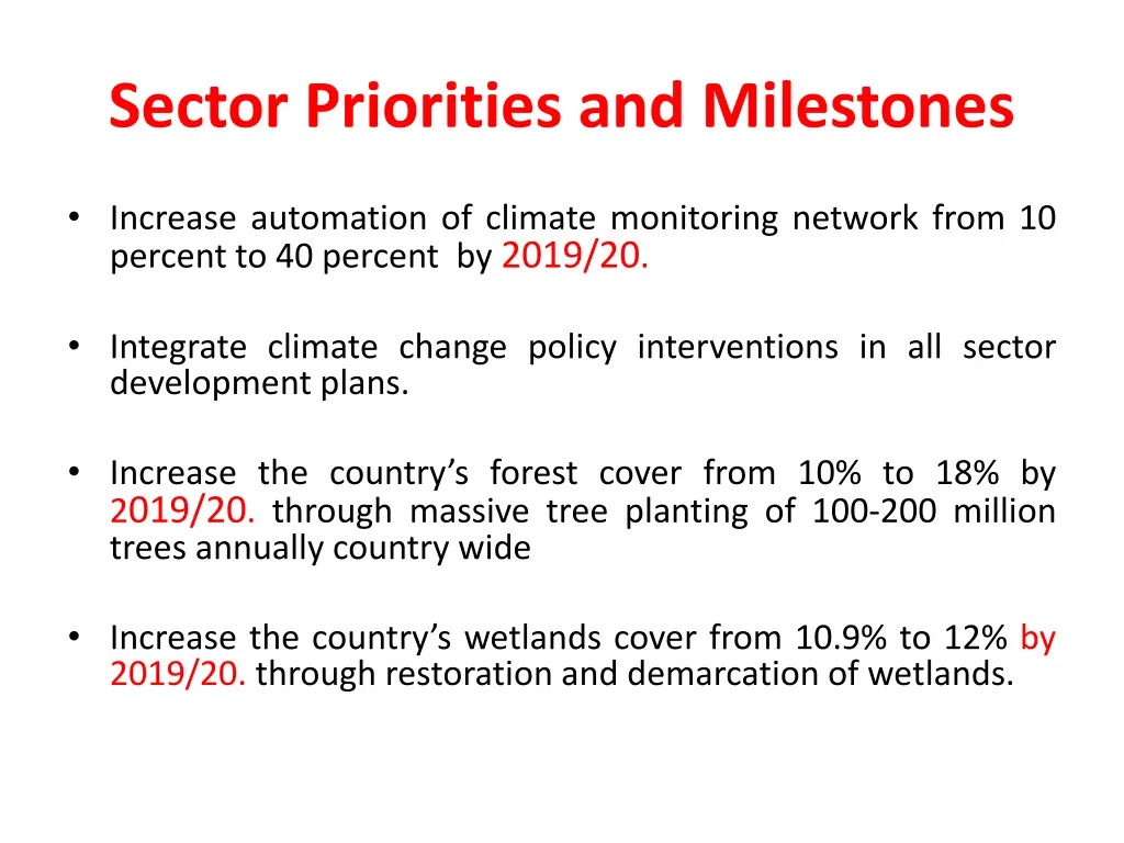 sector priorities and milestones 1