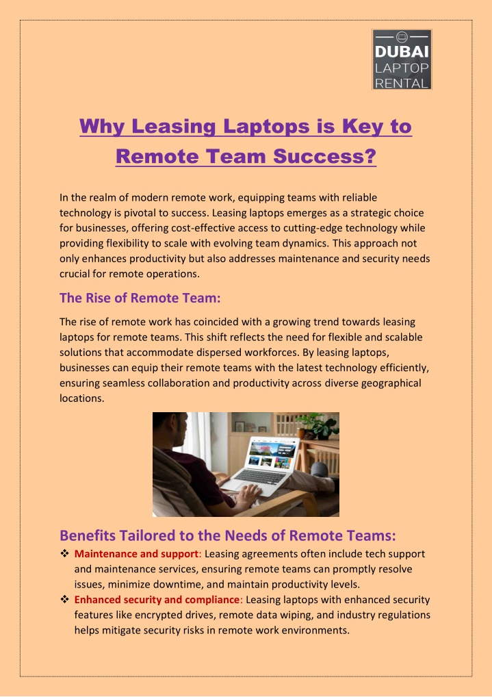 why leasing laptops is key to remote team success