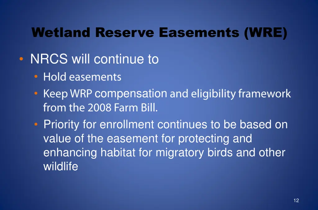 wetland reserve easements wre