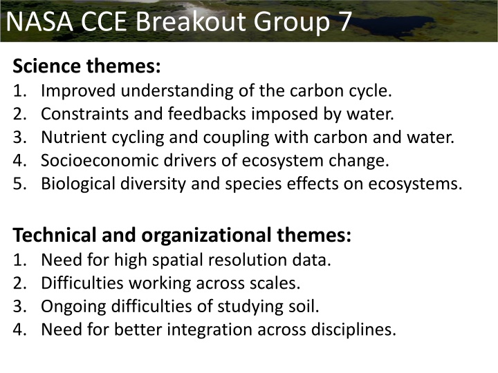 nasa cce breakout group 7