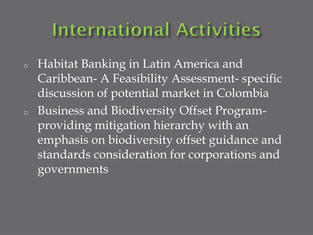 o habitat banking in latin america and caribbean