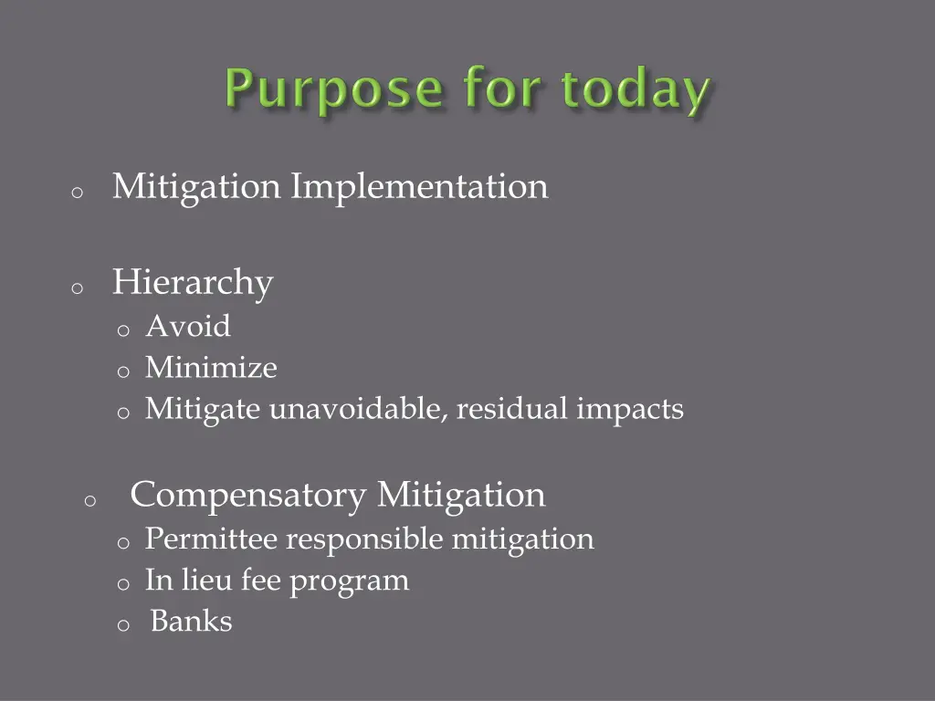 o mitigation implementation