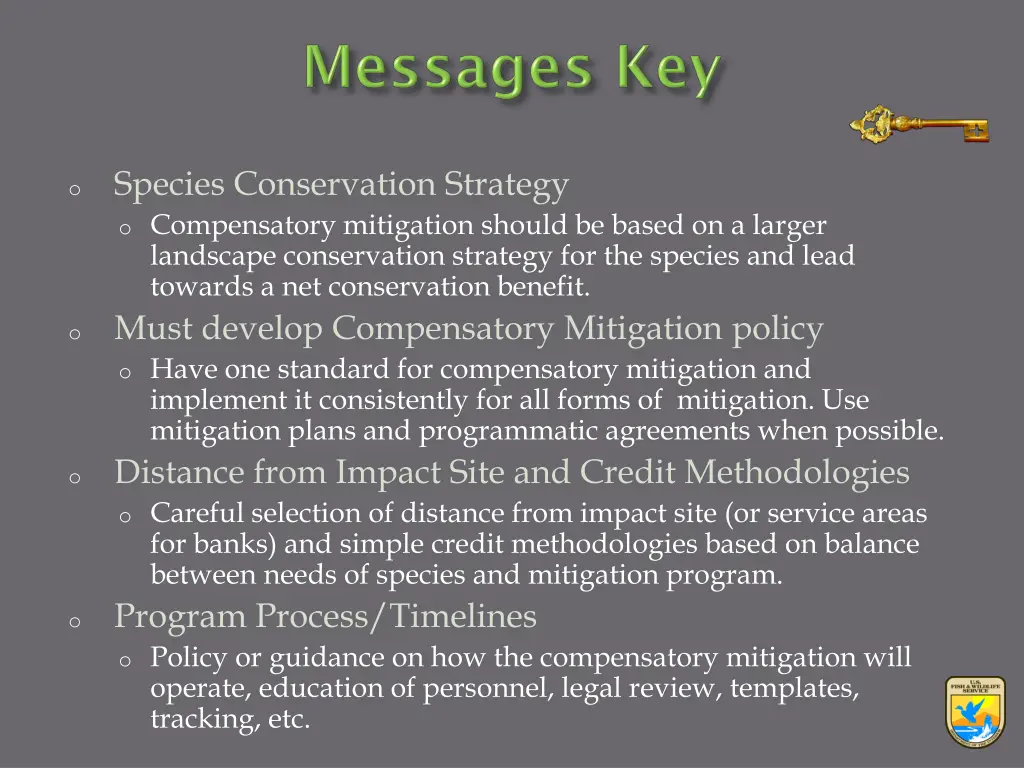 species conservation strategy o compensatory