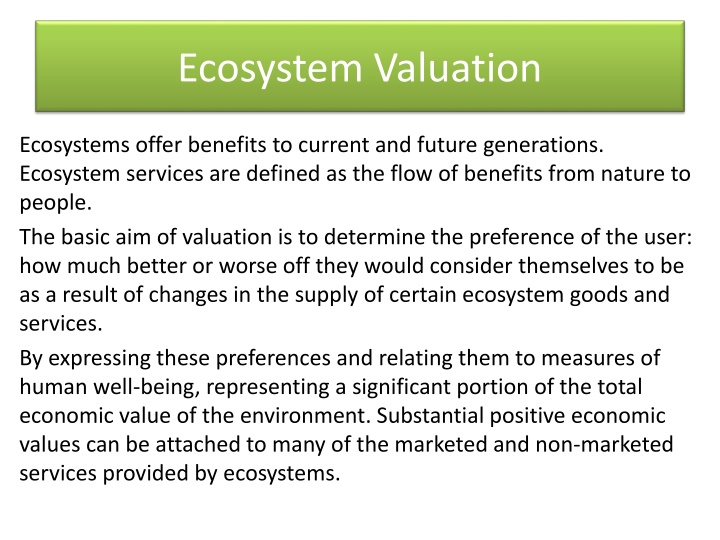 ecosystem valuation