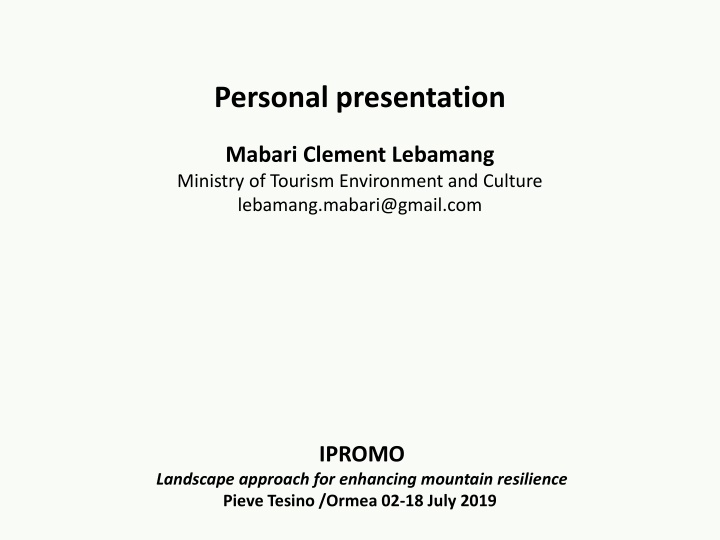 personal presentation