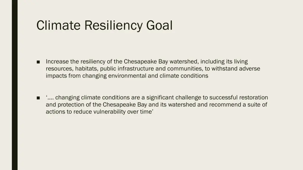 climate resiliency goal