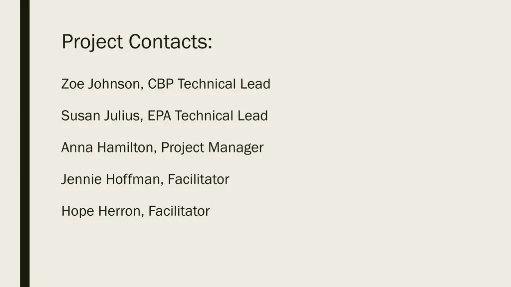 project contacts