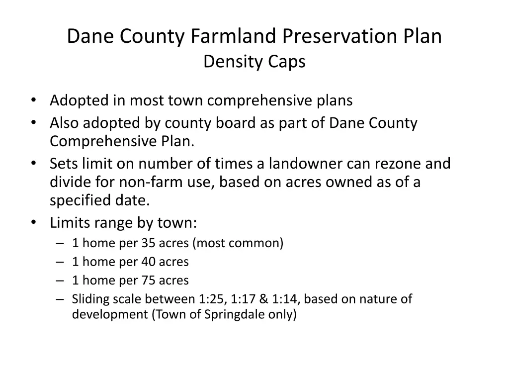 dane county farmland preservation plan density