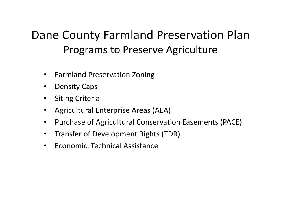 dane county farmland preservation plan programs