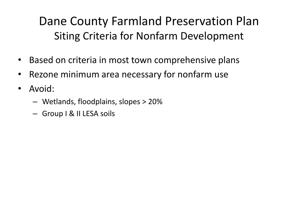 dane county farmland preservation plan siting