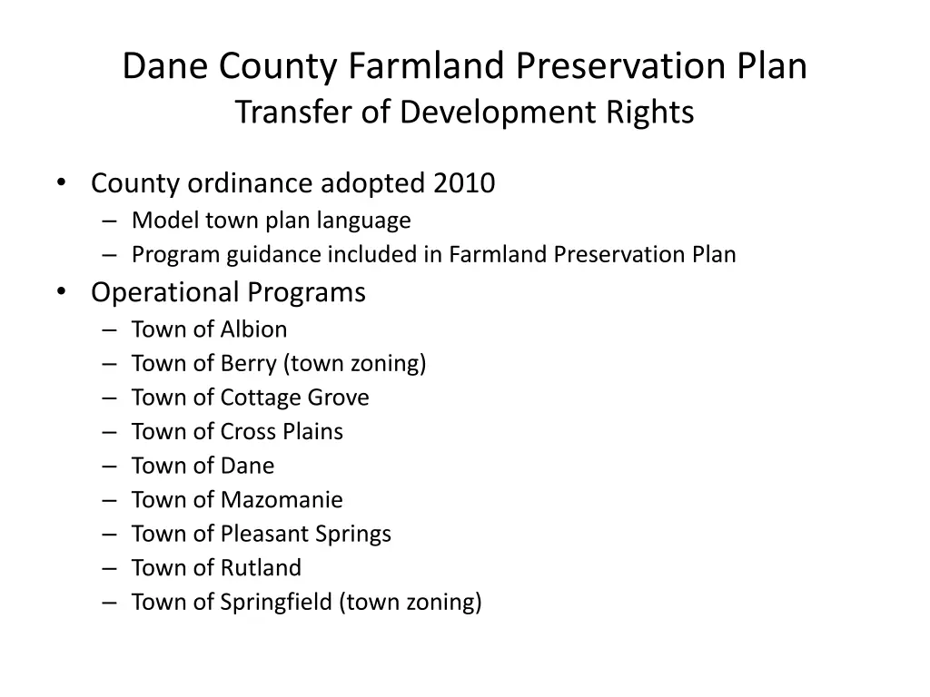 dane county farmland preservation plan transfer