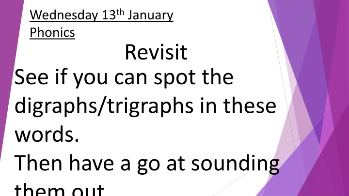 wednesday 13 th january phonics