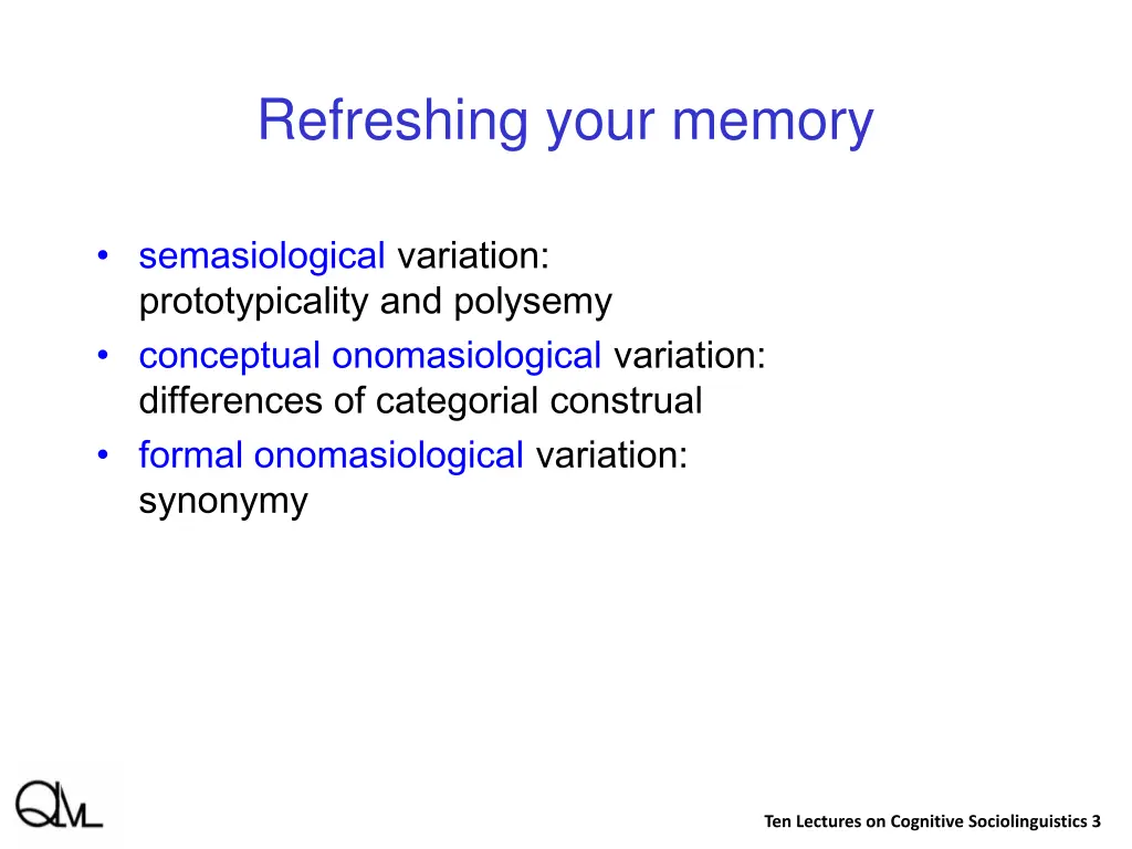 refreshing your memory