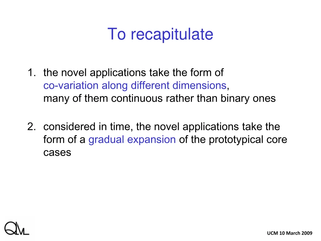 to recapitulate 1