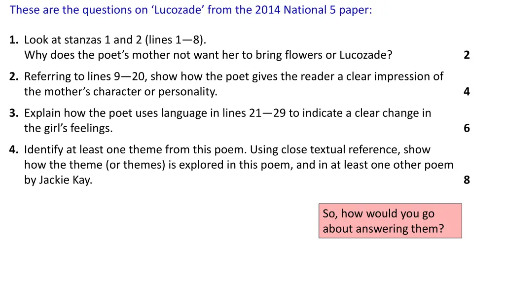 these are the questions on lucozade from the 2014