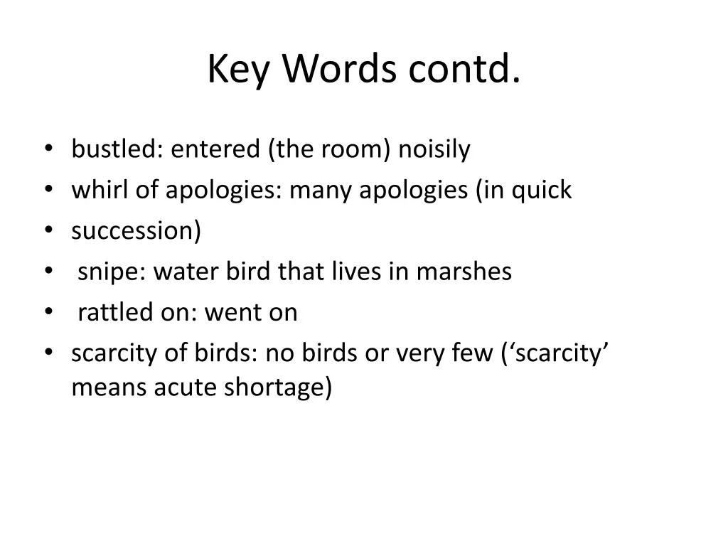 key words contd 1